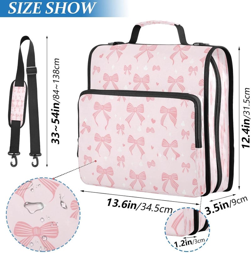 KEEPREAL Ribbon Bow Zipper Binder for School with Shoulder Strap & Extra Pockets - 1.5 Inch 3-Ring Binder Holds 500+ Sheets, Textbooks, Laptop - Image 4